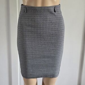 Revamped Elegant Black and White Pencil Skirt, Workwear, Size XS